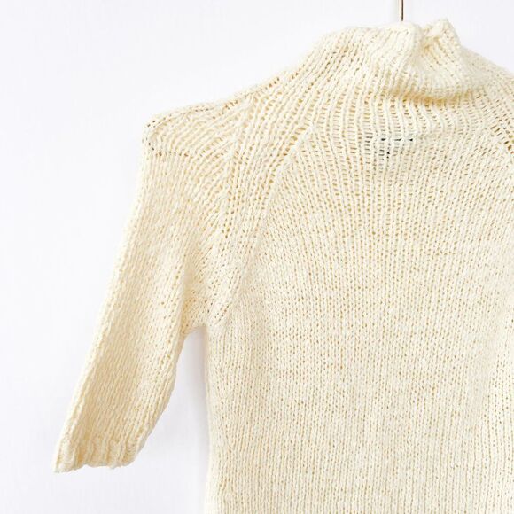 Vintage Ann Taylor LOFT Cream Knit Turtle Neck Short Sleeve Sweater XS - Picture 6 of 7